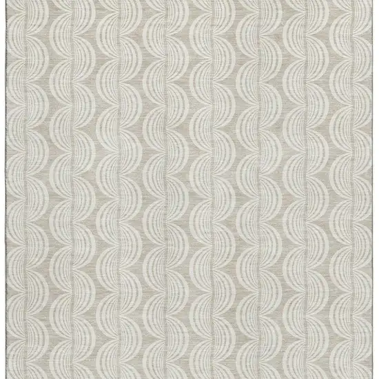 Beige And Ivory Ogee Washable Area Rug With UV Protection Photo 3