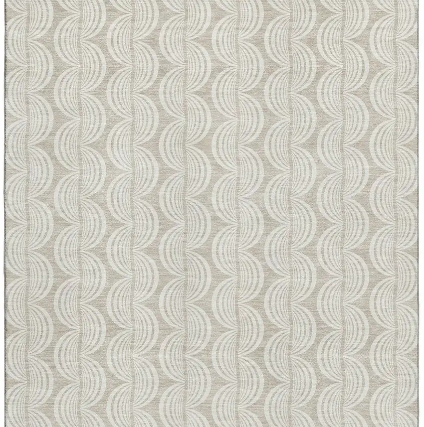 Beige And Ivory Ogee Washable Area Rug With UV Protection Photo 3