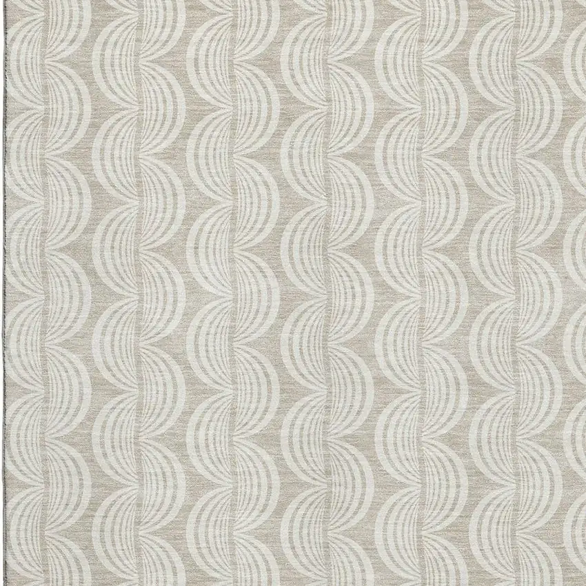 Beige And Ivory Ogee Washable Area Rug With UV Protection Photo 2