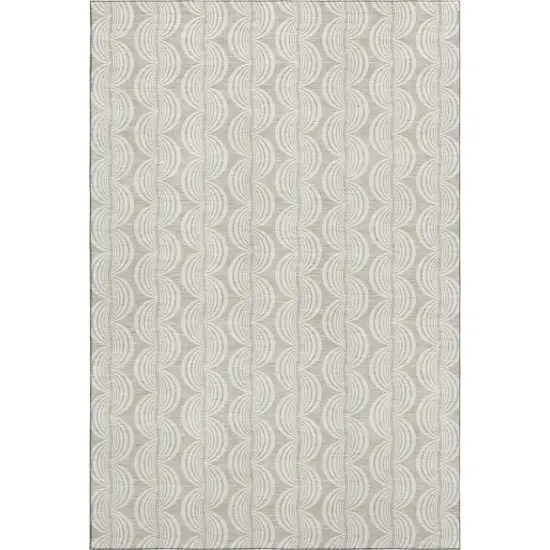 Beige And Ivory Ogee Washable Area Rug With UV Protection Photo 1