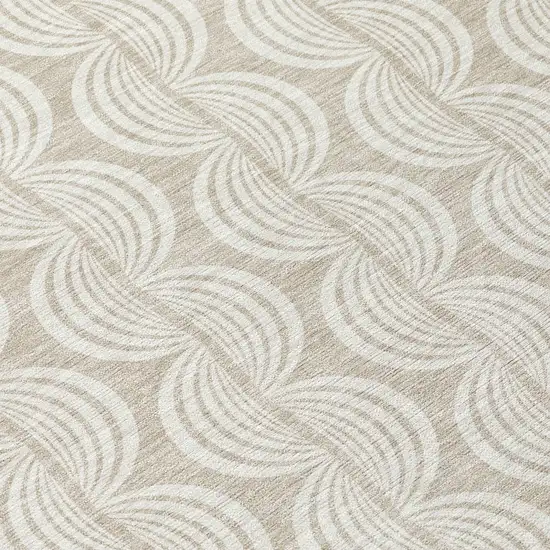 Beige And Ivory Ogee Washable Indoor Outdoor Area Rug Photo 8