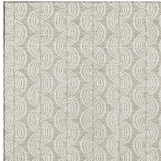 Beige And Ivory Ogee Washable Indoor Outdoor Area Rug Photo 5
