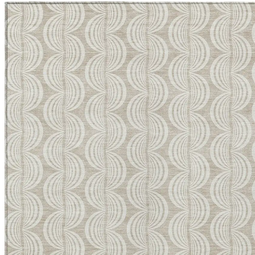 Beige And Ivory Ogee Washable Indoor Outdoor Area Rug Photo 5