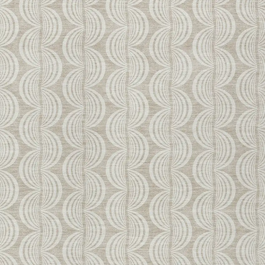 Beige And Ivory Ogee Washable Indoor Outdoor Area Rug Photo 5