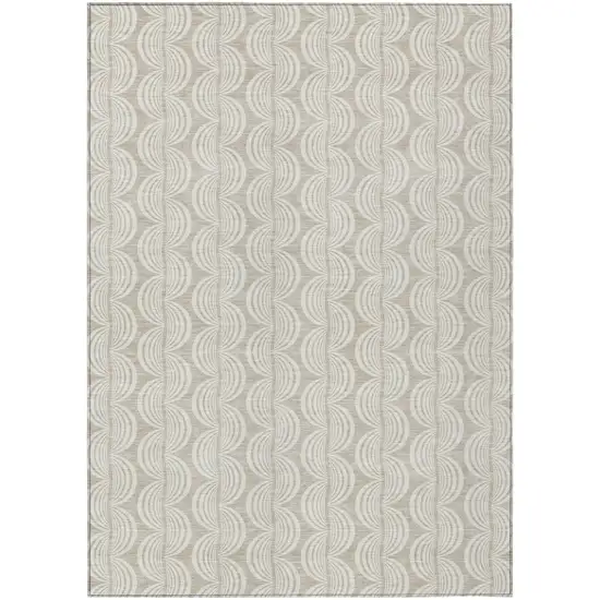 Beige And Ivory Ogee Washable Indoor Outdoor Area Rug Photo 2