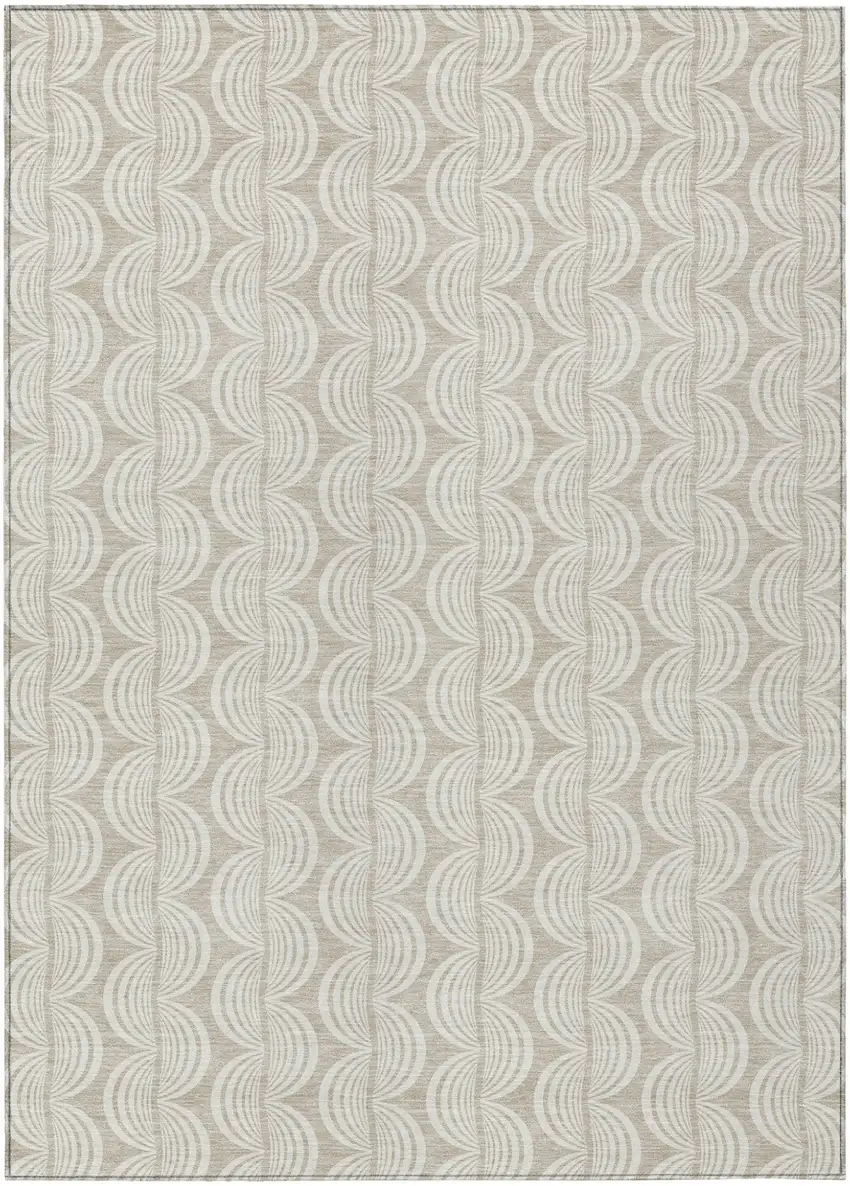 Beige And Ivory Ogee Washable Indoor Outdoor Area Rug Photo 2