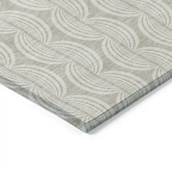 Beige And Ivory Ogee Washable Indoor Outdoor Area Rug Photo 4