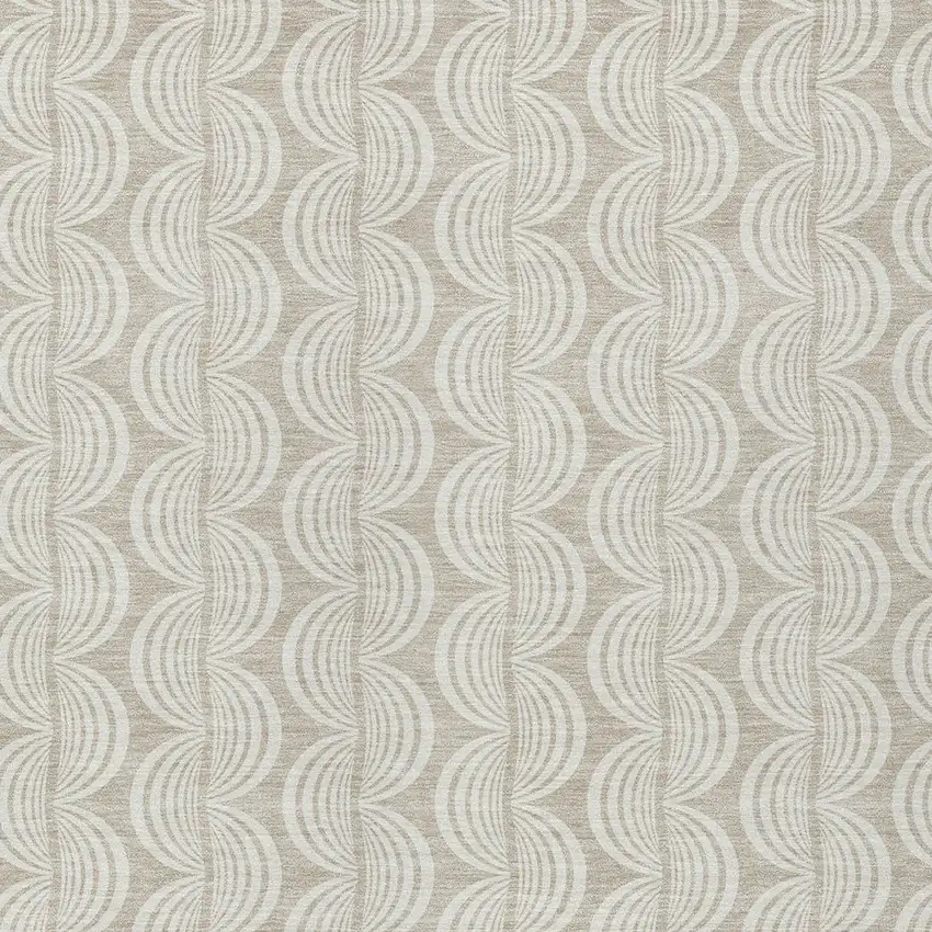 Beige And Ivory Ogee Washable Indoor Outdoor Area Rug Photo 5