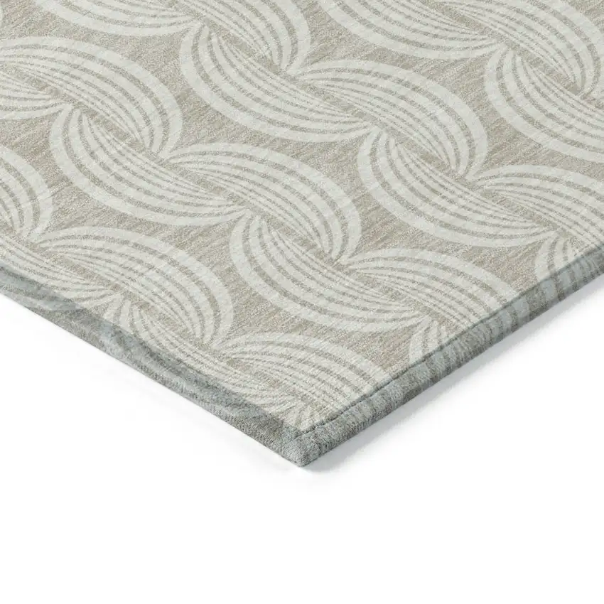 Beige And Ivory Ogee Washable Indoor Outdoor Area Rug Photo 4