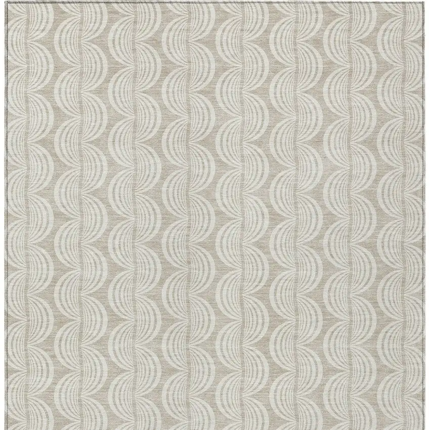 Beige And Ivory Ogee Washable Indoor Outdoor Area Rug Photo 6