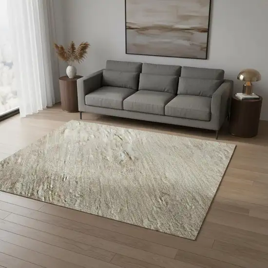 Beige And Ivory Ombre Washable Area Rug With UV Protection Photo 2