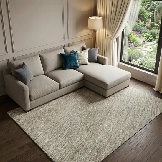 Beige And Ivory Ombre Washable Area Rug With UV Protection Photo 1