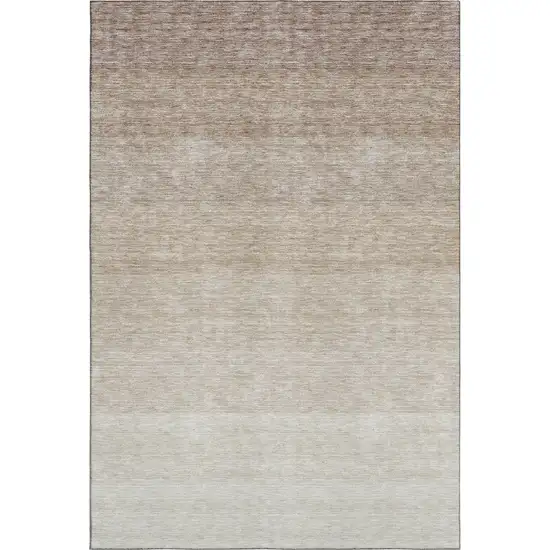 Beige And Ivory Ombre Washable Area Rug With UV Protection Photo 5