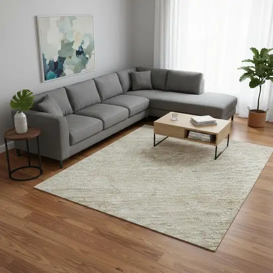 Beige And Ivory Ombre Washable Area Rug With UV Protection Photo 2