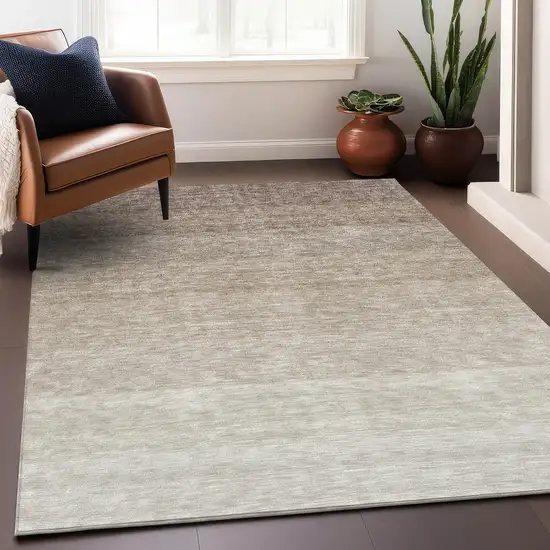Beige And Ivory Ombre Washable Area Rug With UV Protection Photo 3
