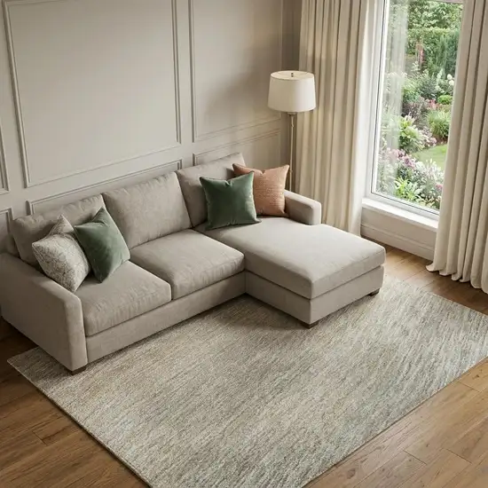 Beige And Ivory Ombre Washable Area Rug With UV Protection Photo 1