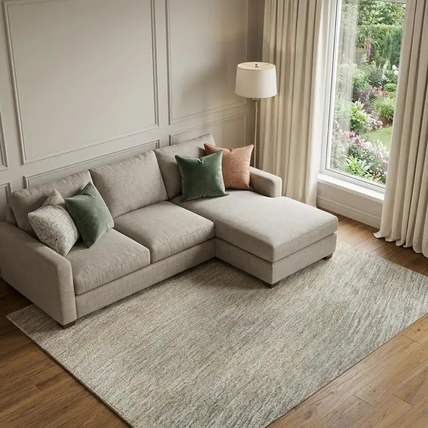 Beige And Ivory Ombre Washable Area Rug With UV Protection Photo 1