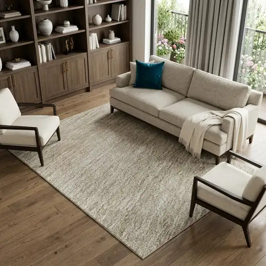Beige And Ivory Ombre Washable Area Rug With UV Protection Photo 1