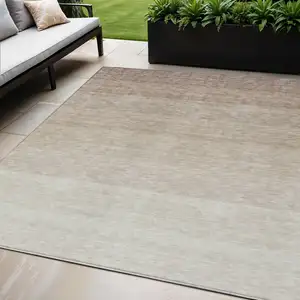 Photo of Beige And Ivory Ombre Washable Indoor Outdoor Area Rug