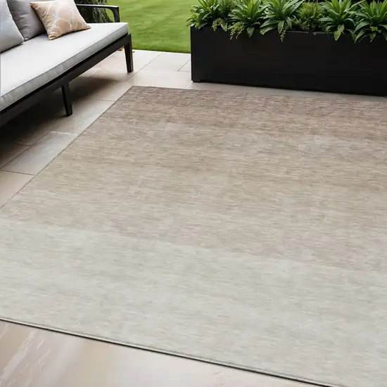 Beige And Ivory Ombre Washable Indoor Outdoor Area Rug Photo 1