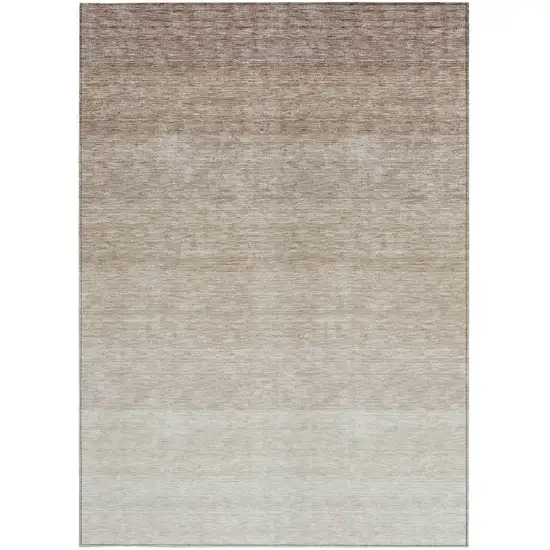Beige And Ivory Ombre Washable Indoor Outdoor Area Rug Photo 5