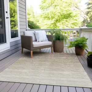 Photo of Beige And Ivory Ombre Washable Indoor Outdoor Area Rug