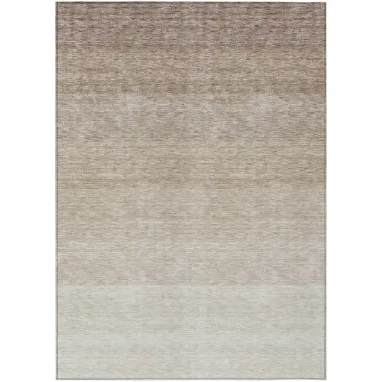 Beige And Ivory Ombre Washable Indoor Outdoor Area Rug Photo 2