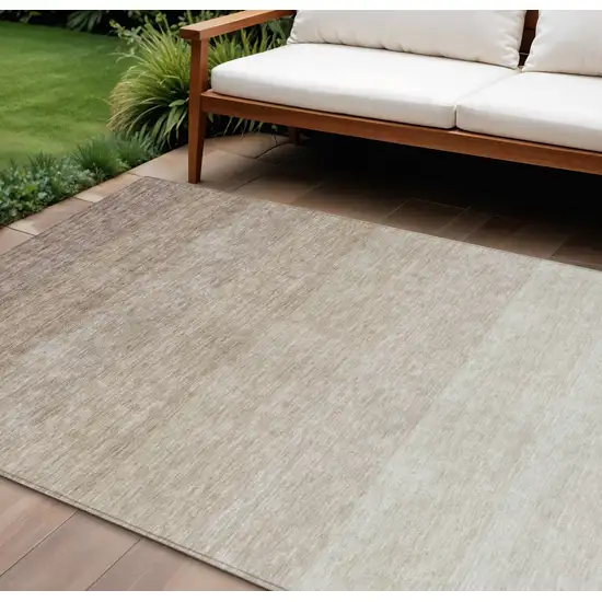 Beige And Ivory Ombre Washable Indoor Outdoor Area Rug Photo 1
