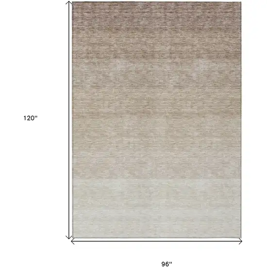 Beige And Ivory Ombre Washable Indoor Outdoor Area Rug Photo 3