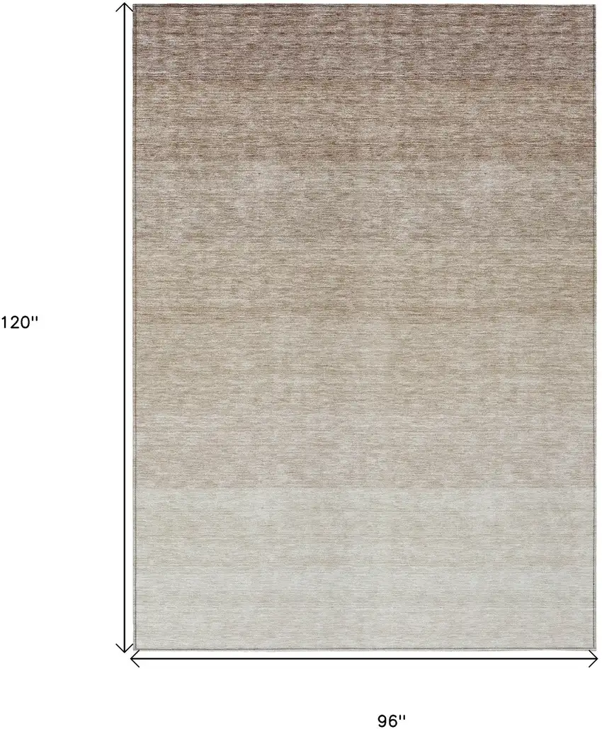 Beige And Ivory Ombre Washable Indoor Outdoor Area Rug Photo 3