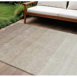 Photo of Beige And Ivory Ombre Washable Indoor Outdoor Area Rug