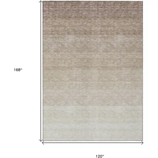 Beige And Ivory Ombre Washable Indoor Outdoor Area Rug Photo 3