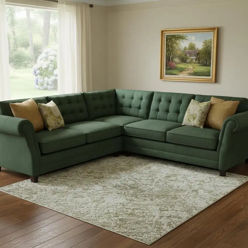 Beige And Ivory Oriental Washable Area Rug With UV Protection Photo 2