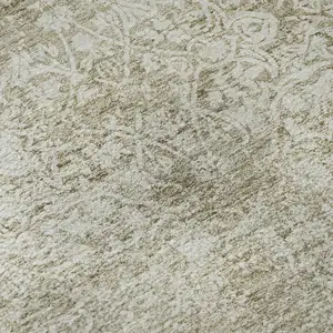 Photo of Beige And Ivory Oriental Washable Area Rug With UV Protection