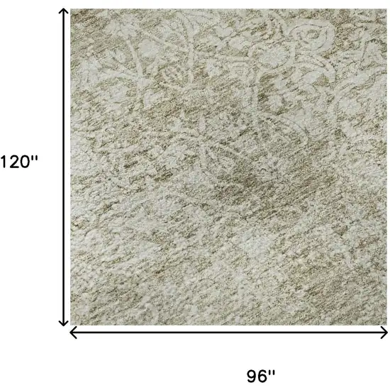 Beige And Ivory Oriental Washable Area Rug With UV Protection Photo 9