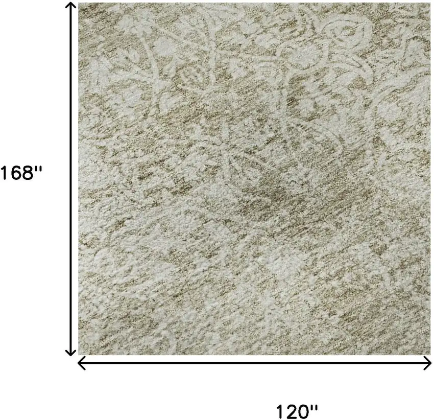 Beige And Ivory Oriental Washable Area Rug With UV Protection Photo 8