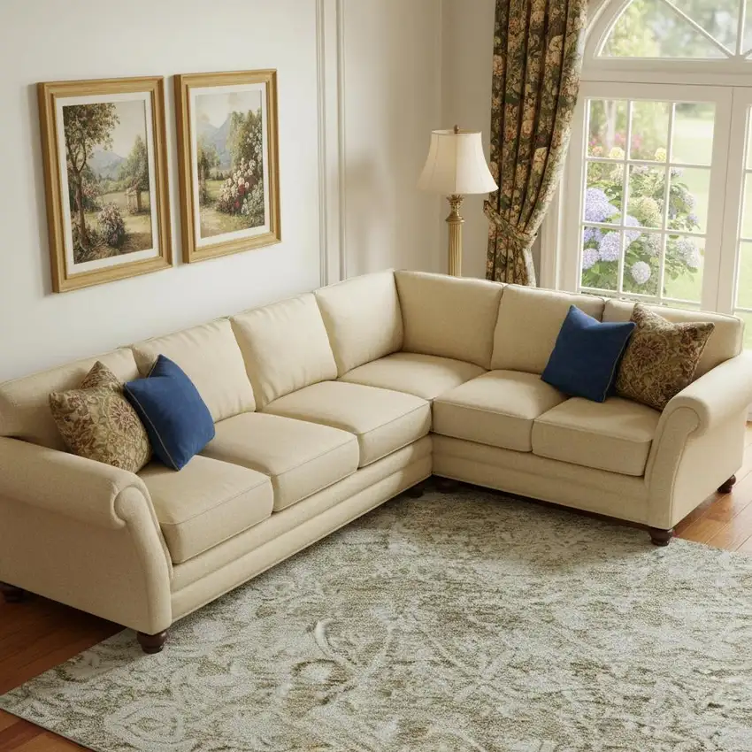 Beige And Ivory Oriental Washable Area Rug With UV Protection Photo 2