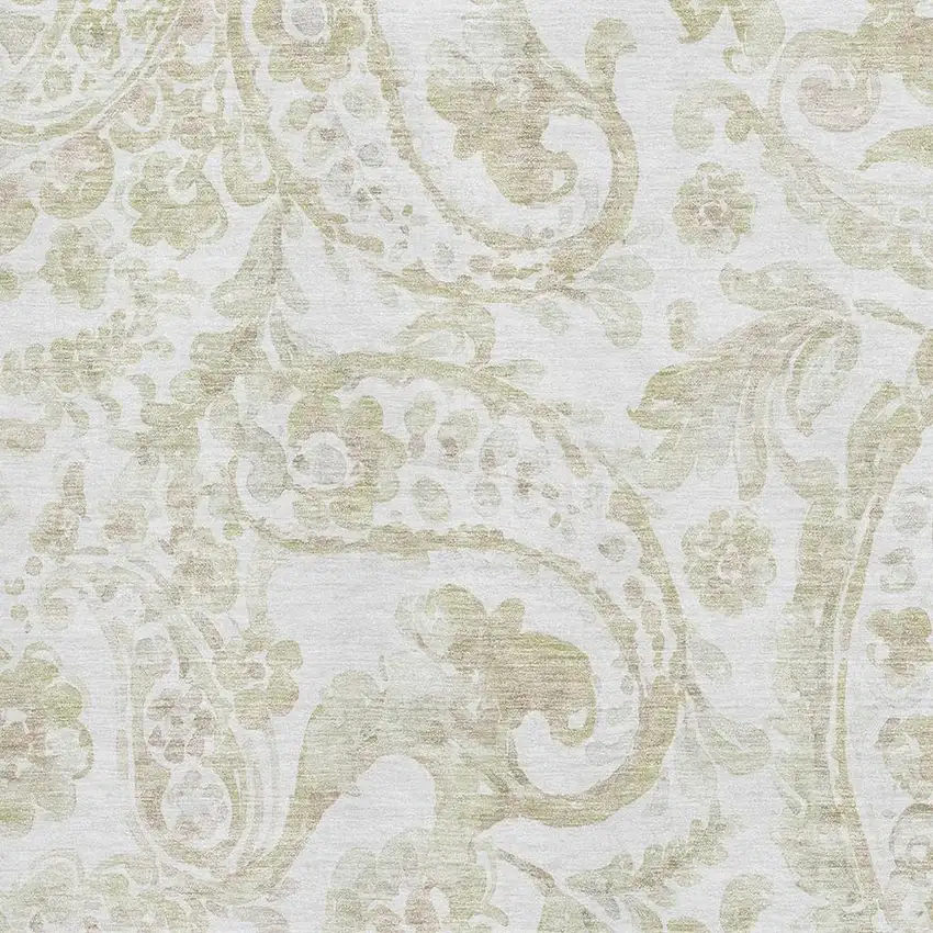 Beige And Ivory Paisley Washable Area Rug With UV Protection Photo 3