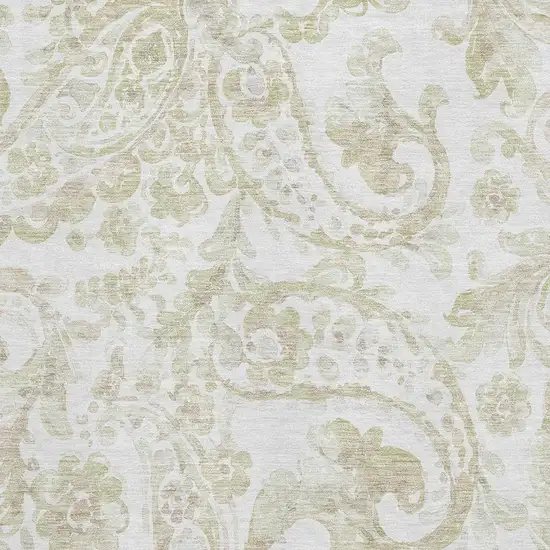 Beige And Ivory Paisley Washable Area Rug With UV Protection Photo 3