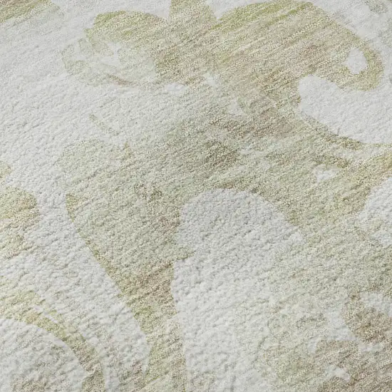 Beige And Ivory Paisley Washable Area Rug With UV Protection Photo 9