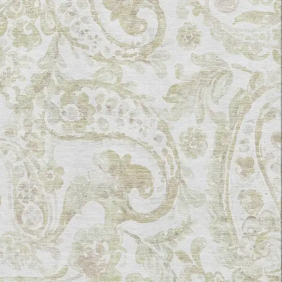 Beige And Ivory Paisley Washable Area Rug With UV Protection Photo 3