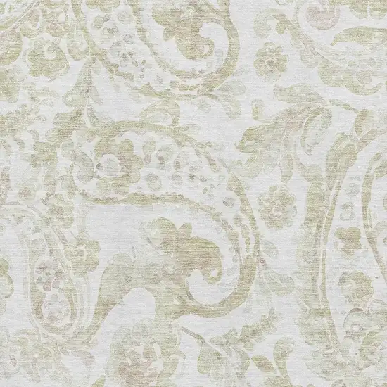Beige And Ivory Paisley Washable Area Rug With UV Protection Photo 3