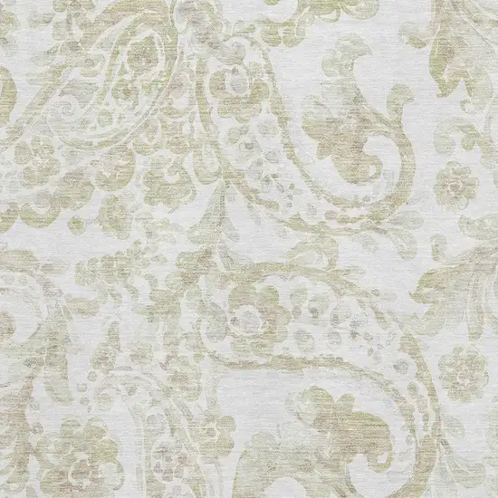 Beige And Ivory Paisley Washable Area Rug With UV Protection Photo 3