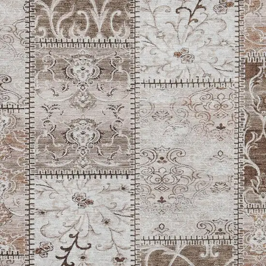 Beige And Ivory Patchwork Washable Area Rug With UV Protection Photo 3