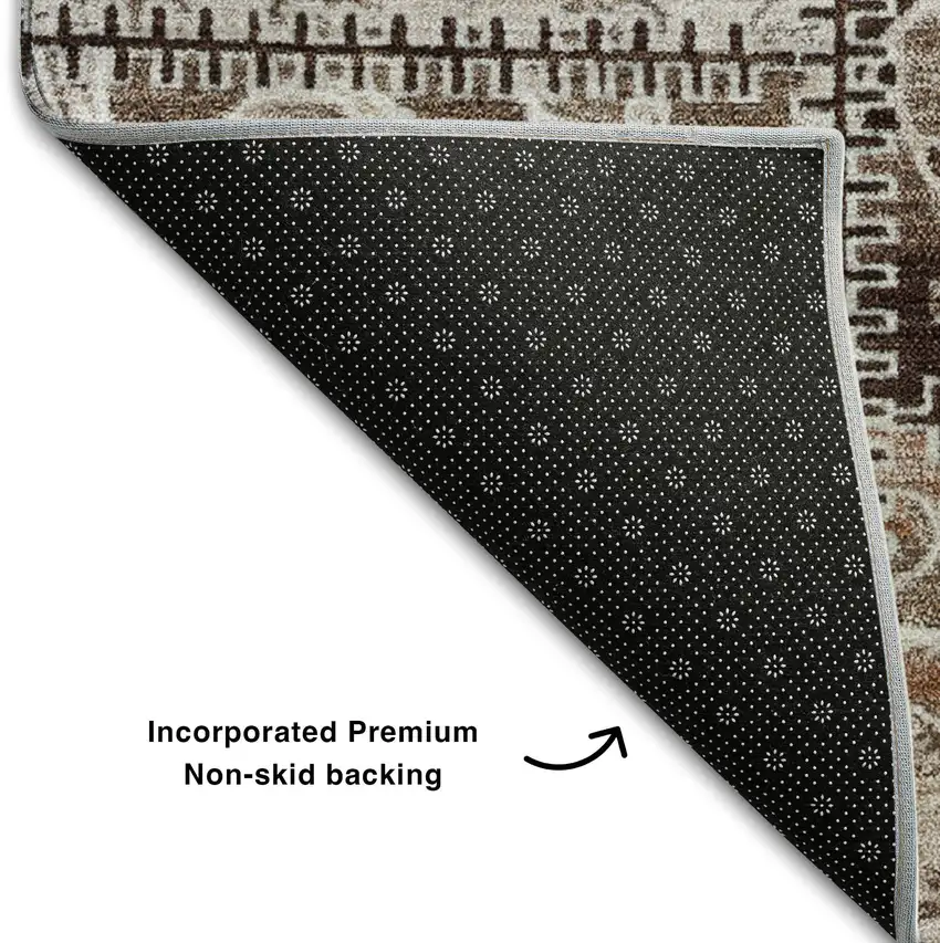 Beige And Ivory Patchwork Washable Area Rug With UV Protection Photo 7