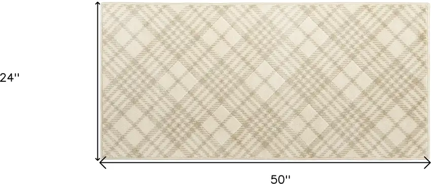 Beige And Ivory Plaid Area Rug Photo 3