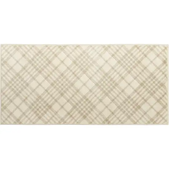Beige And Ivory Plaid Area Rug Photo 3