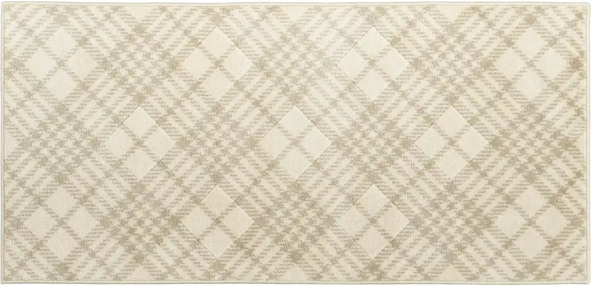 Beige And Ivory Plaid Area Rug Photo 3