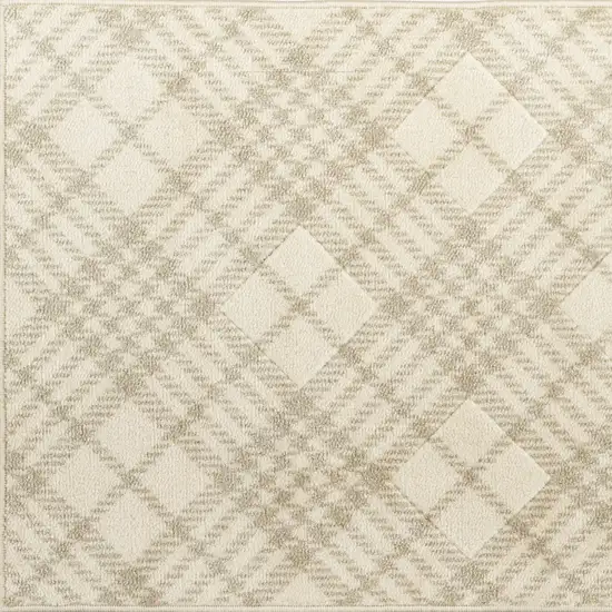 Beige And Ivory Plaid Area Rug Photo 7