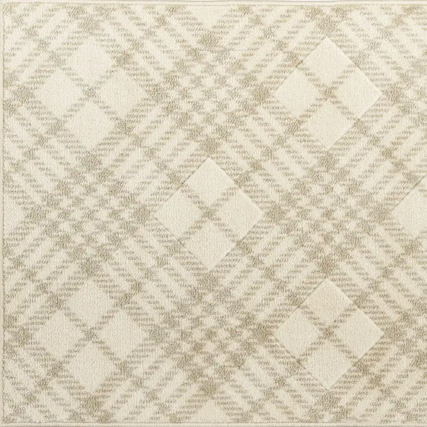 Beige And Ivory Plaid Area Rug Photo 7